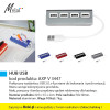 HUB USB, kod produktu: AXP V 3447. Praktyczny rozdzielacz USB 2.0 z 4 portami do ładowania i synchronizacji. Mały, poręczny i bardzo przydatny gadżet reklamowy dla każdego. Rozmiar produktu: 8,9 x 3,5 x 2cm. Materiał: aluminium. Waga 100szt: 7kg. Dostępny w czterech wersjach kolorystycznych: szary (19), granatowy (04), czerwony (05) i czarny (03). Na produkcie wykonujemy dowolne znakowanie reklamowe (w polu około 50x10mm). Cena orientacyjna bez kosztów nadruku: 16,90zł/szt. netto. Zapraszamy! www.molai.pl #molaireklama
